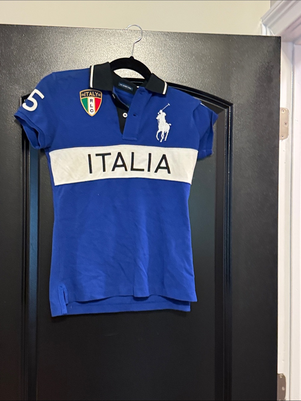 Polo by Ralph Lauren Kids 'Italia' Crest Polo in Royal Blue & White